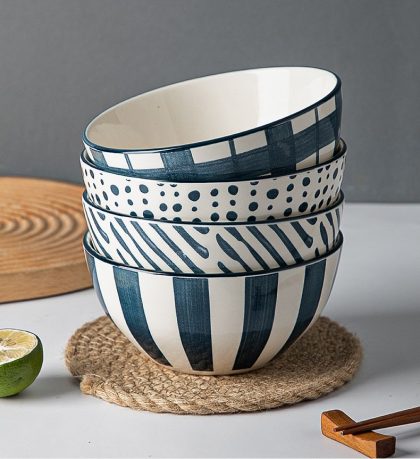 Japanese Ceramic Simple Bowl, Set Of 4
